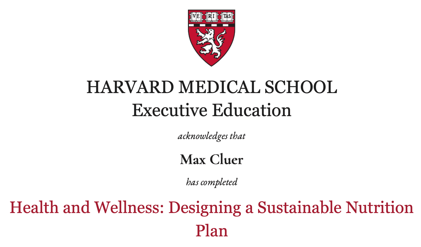 Designing a Sustainable Nutrition Plan Certificate